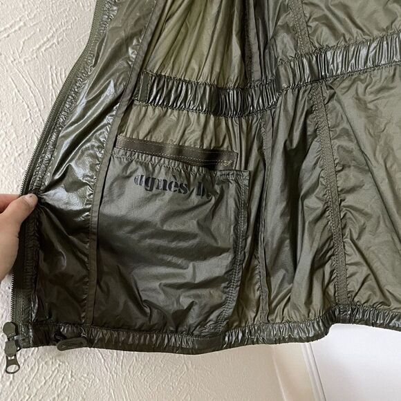 AGNES B. Dark Green Full zip Lightweight utility windbreaker hooded jacket SZ 1 - Picture 4 of 9